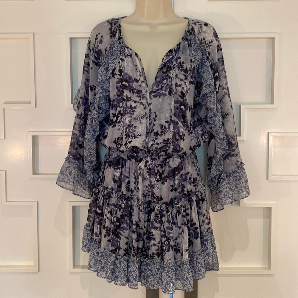 Misa Los Angeles Dress Blue Eliza Multi Floral Small